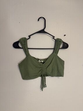 Aeropostale Olive Green Ruched Front Crop Top